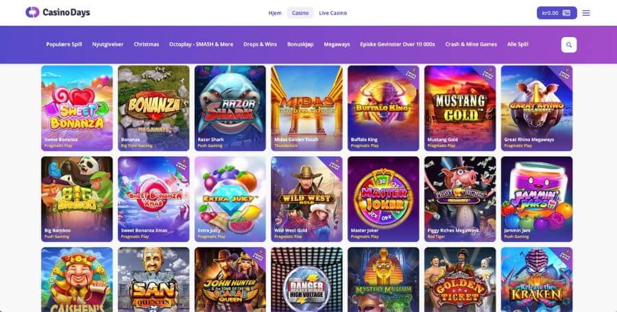 Spilleautomater du finner hos Casino Days