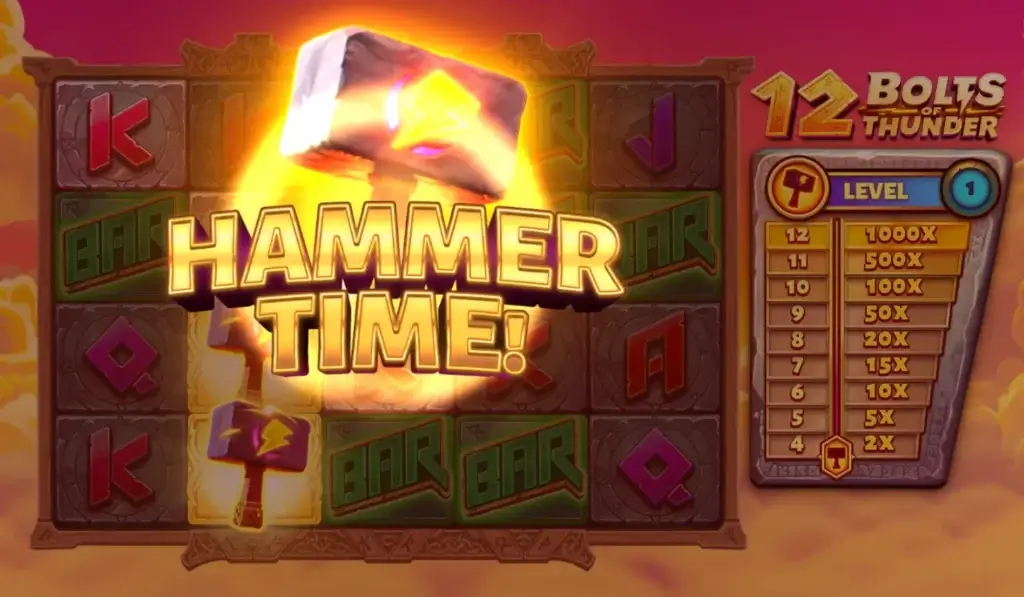 Hammer time utløses også i bonusrunden på 12 bolts of thunder