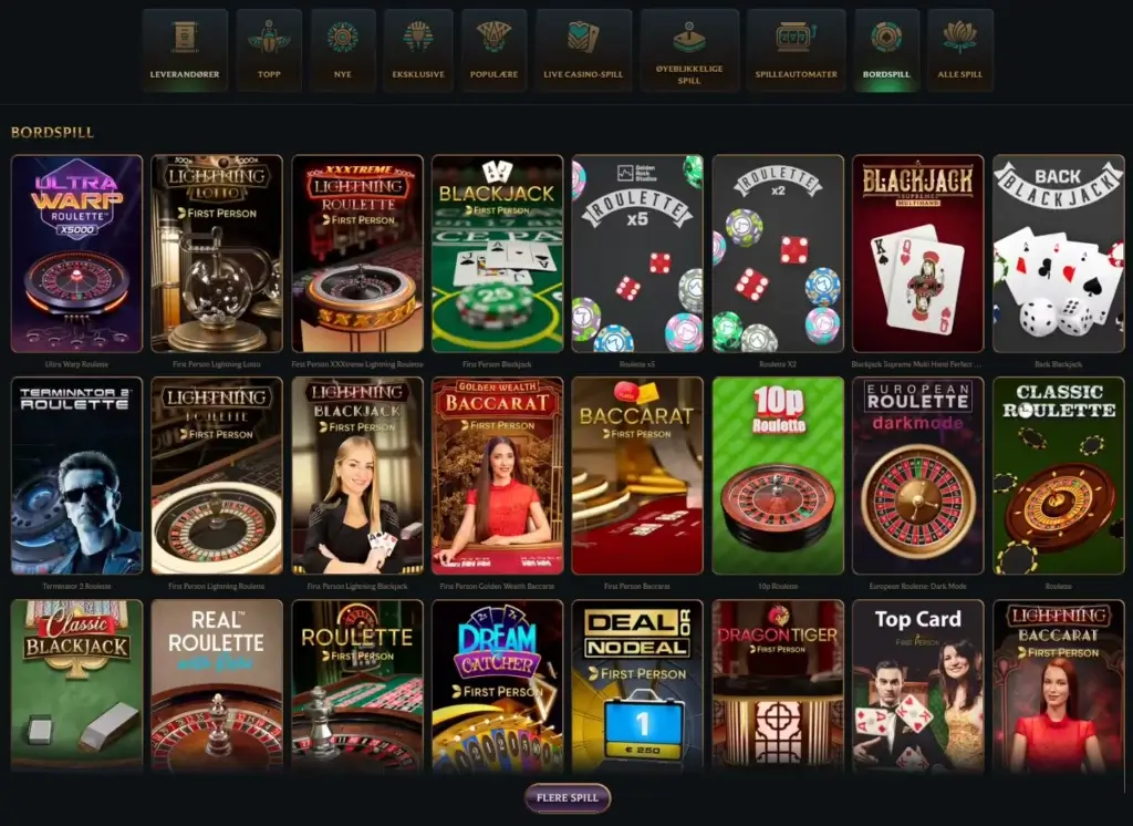 Bordspill hos casinoet