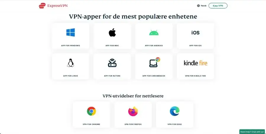 ExpressVPN app for alle enheter