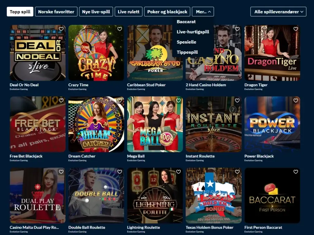 Live Casino hos Bollybet