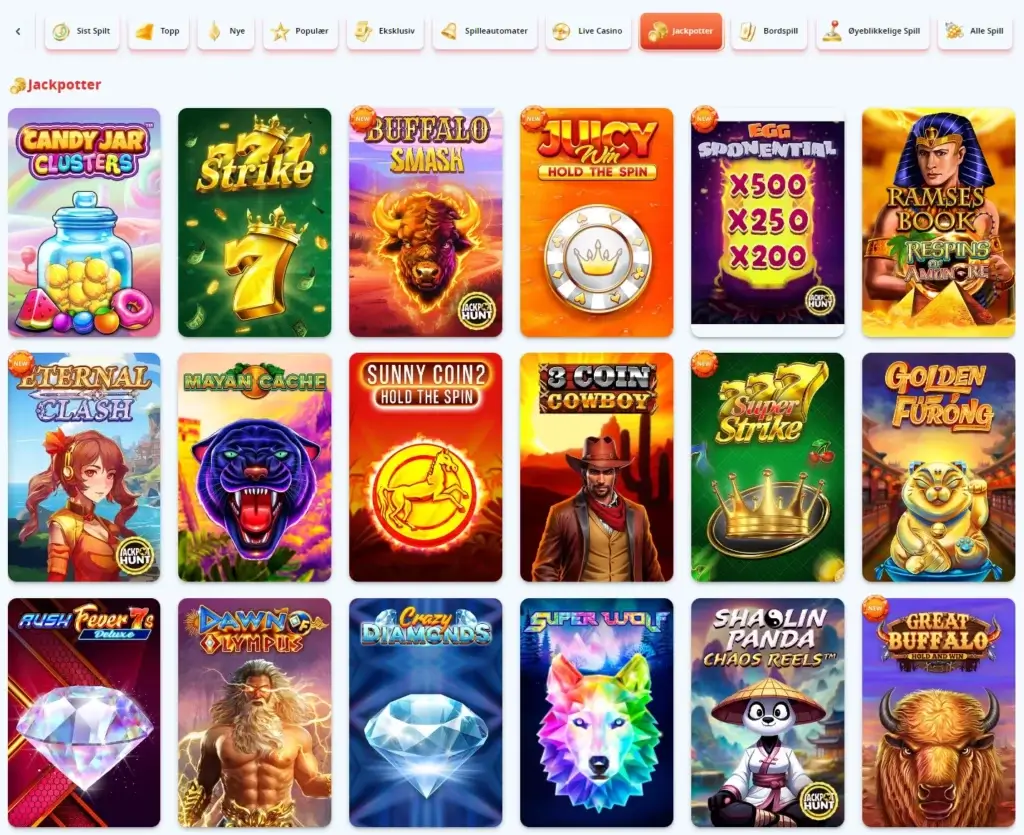 Jackpotspill hos Casino Infinity