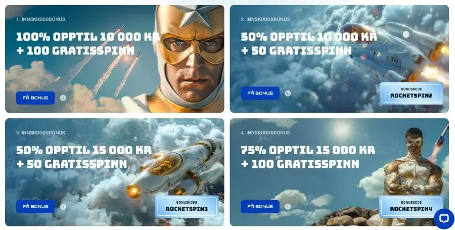 Din velkomstbonus hos Rocket Spin