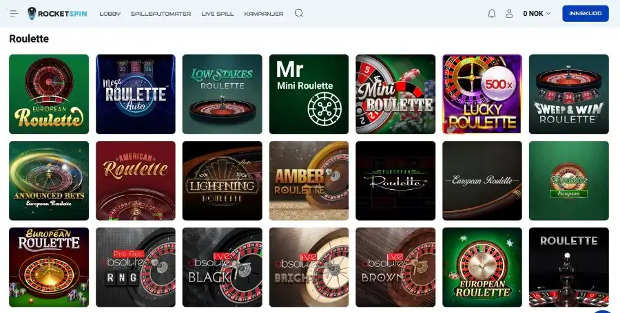 Roulette hos Rocket Spin