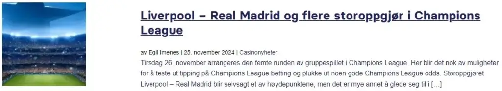 Siste nytt om Champions League betting