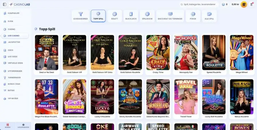 CasinoLab live casino-spill