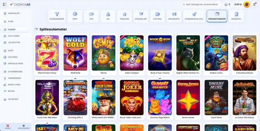 Spilleautomater du finner hos CasinoLab