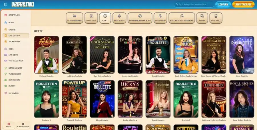 Roulette hos Vegasino