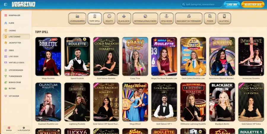Vegasino live casino-spill