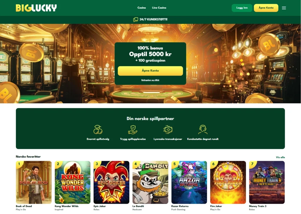 Besøk Big Lucky sin hovedside